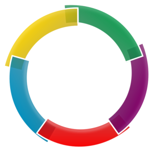 Circle divided into different-coloured segments - divide and conquer your target audience for better results.