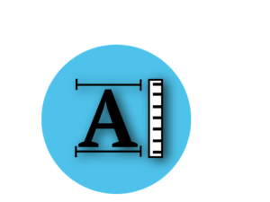Letter A with ruler measuring the font size. 