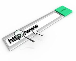 Beginning of a website URL, with a magnyfing glass over HTTP.