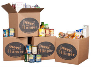 Move For Hunger boxes with canned food inside them.