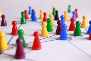 Pawns connected as a network.