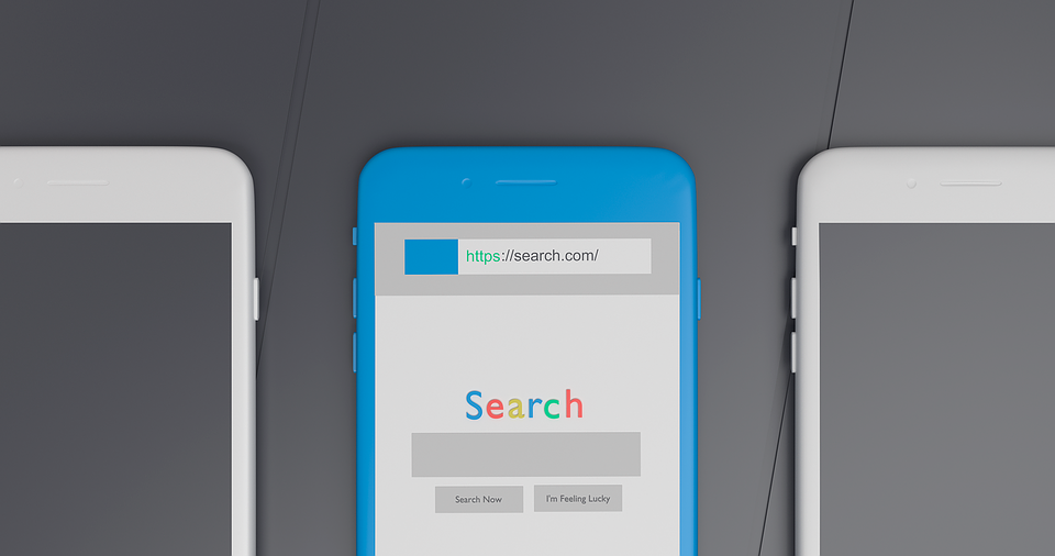 Search bar on mobile phone - the focus of PPC advertising outside the box.