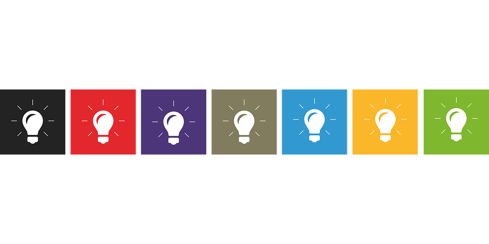 Lightbulb icons in different colors.