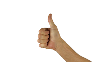 a hand showing the thumb up