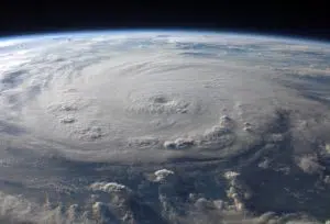 A hurricane seen from space. 