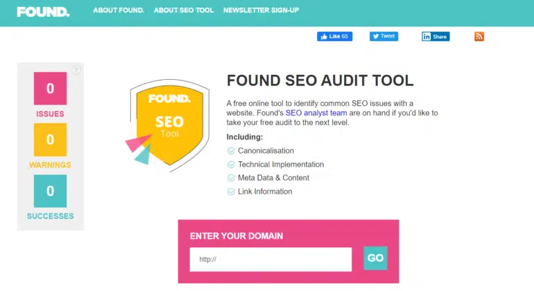 Found’s SEO Audit Tool hp