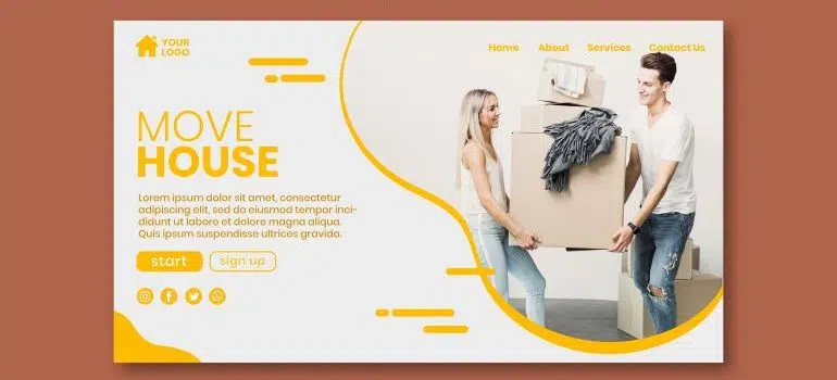 Example of a hero section template for a moving company