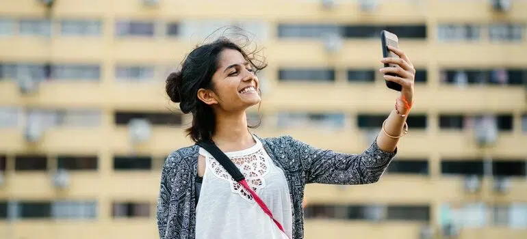A person taking a selfie.