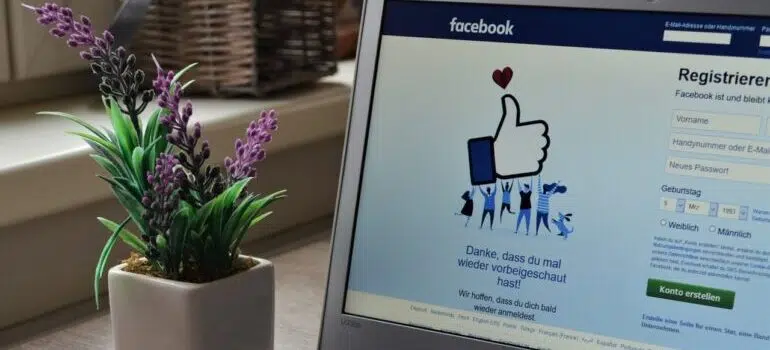 Facebook open on laptop screen
