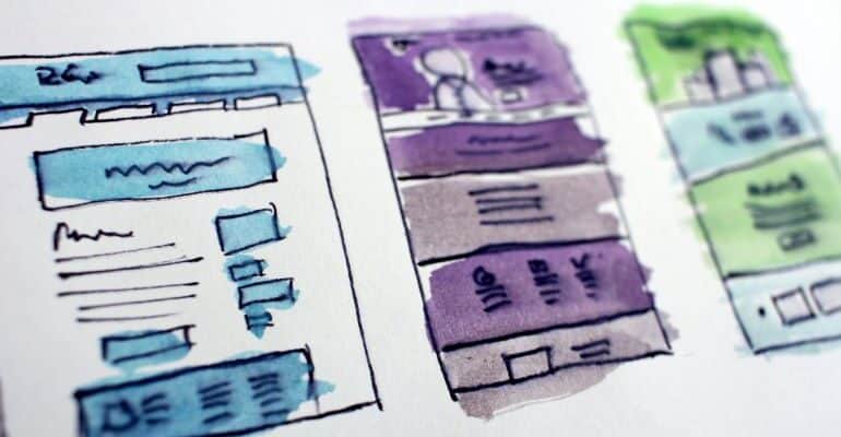Rough sketches of website layout.