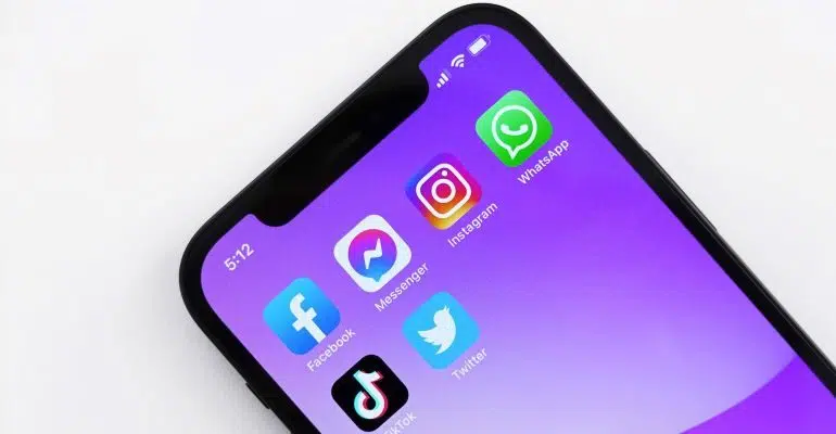 Social media icons on a phone