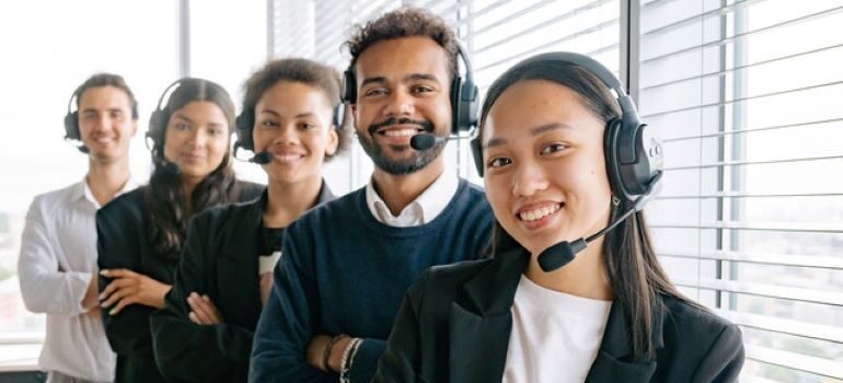 A team of five call center agents