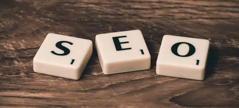 SEO written on blocks as a way of helping create helpful resources on your moving company website