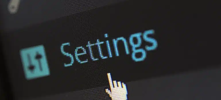 Settings icon on a website
