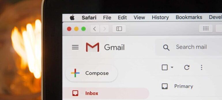 Gmail opened on a laptop