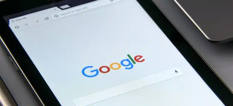Google search engine page on a phone screen