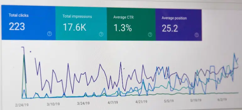 A chart of SEO results on a screen