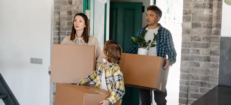A family moving to a new house